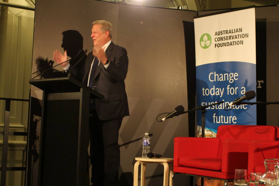 Al Gore speaks at The Wheelers Centre, Melbourne on 26 July 2015. (Photo: Australian Conservation Foundation)